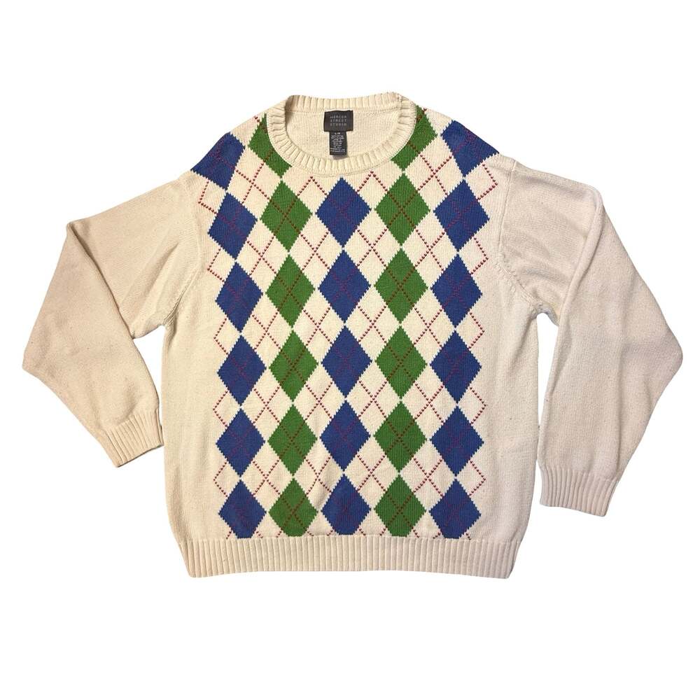 Mercer Street Studio Argyle Crewneck Sweater Size L/G